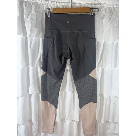 Athleta Salutation ModBlock gray pink leggings athletic size xs women pockets - Picture 2 of 6